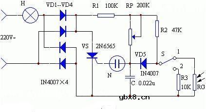 光敏自动调光台灯电路图