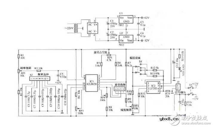 多功能信号发生器电子电路设计图