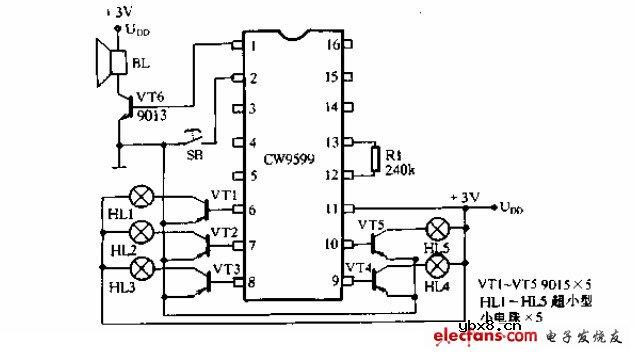 8声5闪玩具枪设计与原理图