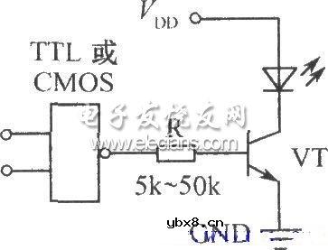 数字电路控制闪烁发光二极管的电路图