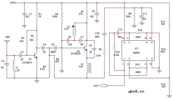 典型的超再生无线电接收电路图