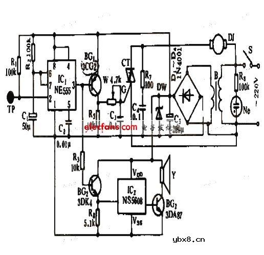 电风扇指触保护报警电路
