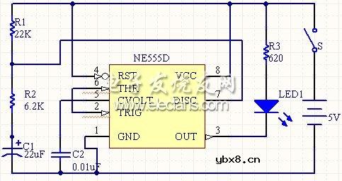基于555的眼睛疲劳消除器原理图