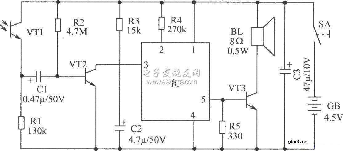 光敏三极管控制的语言电路