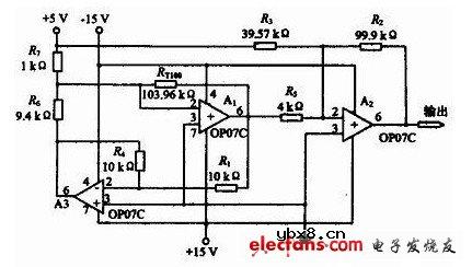 铂电阻测温调理电路原理图