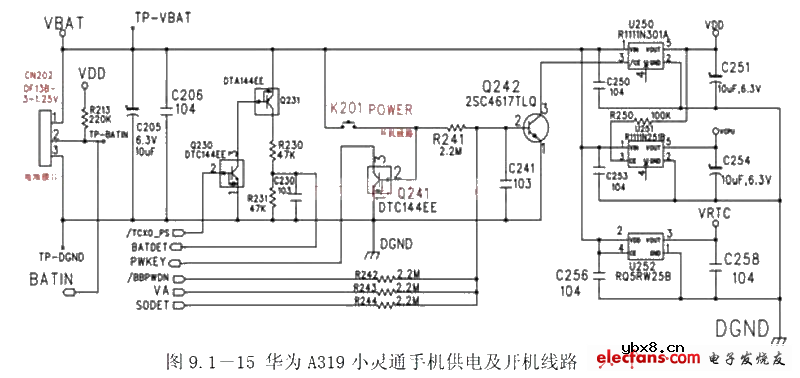 华为A319手机开机电路图