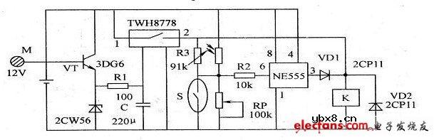 “一摸就亮”台灯电路图