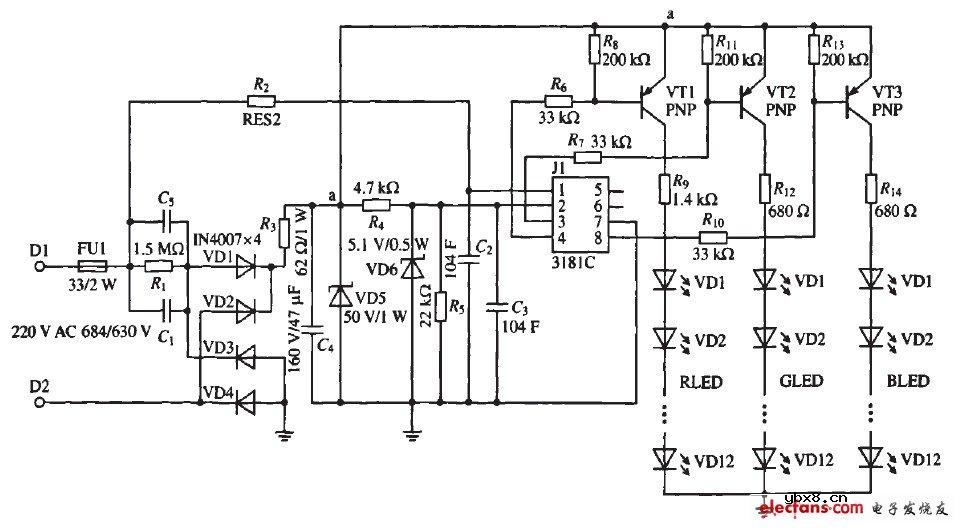 LED景观照明灯电路图