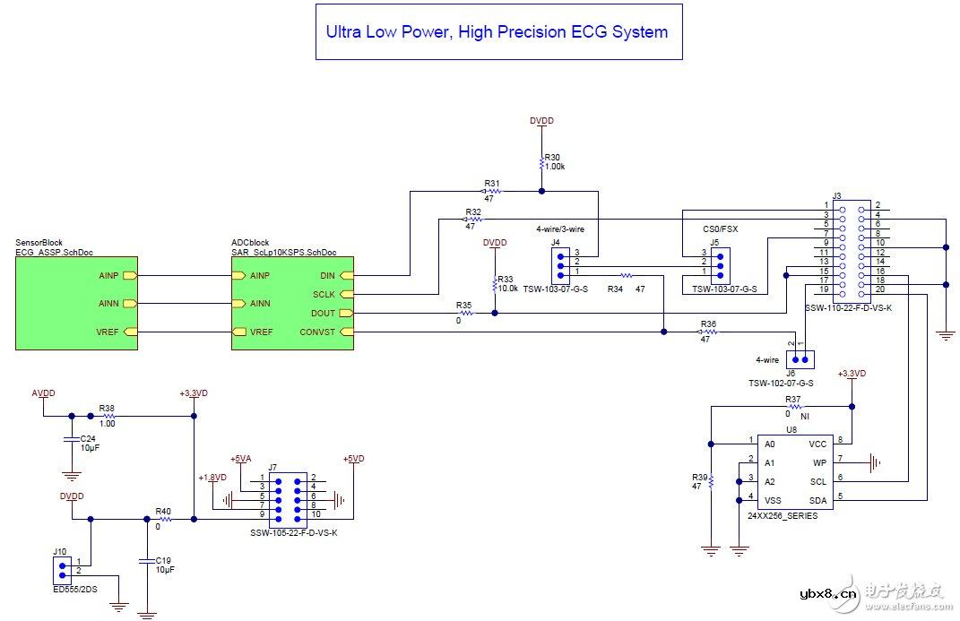 离散LEAD I ECG实现的数据采集模块（用于ECG系统）