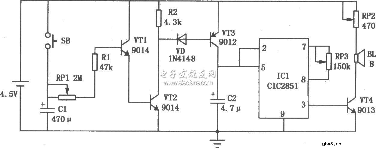 基于CCIC2851的音乐催眠器原理图