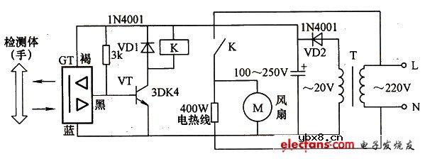 光电自动控制烘手电路