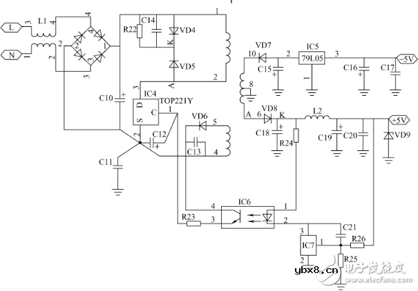 固定式和开关式混合稳压电源电子电路图
