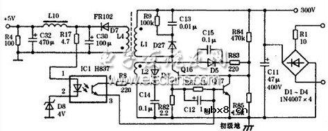 便携式CD/VCD机的交流适配器原理图