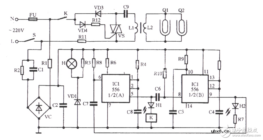 电子消毒柜臭氧发生器电子电路图