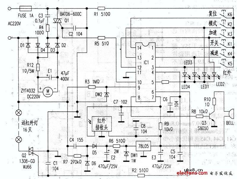 康胜牌YM-747FT型气血通健康器电路