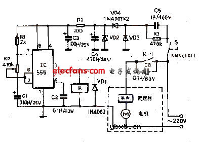 电风扇加装阵风控制器电路图