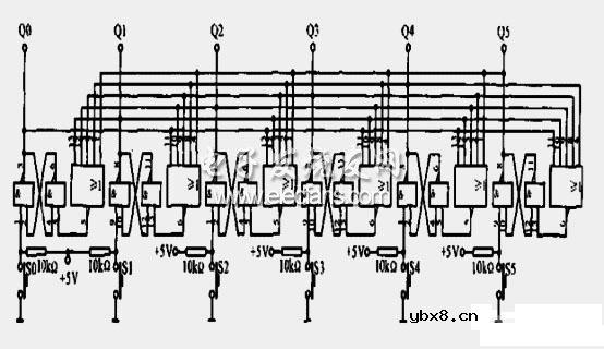 6路互斥开关原理电路