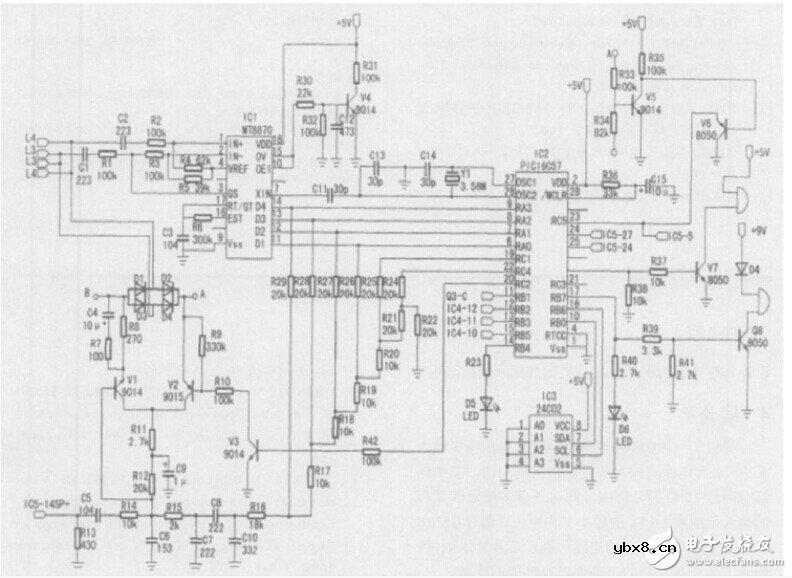 一种智能家居安防系统的电路设计图