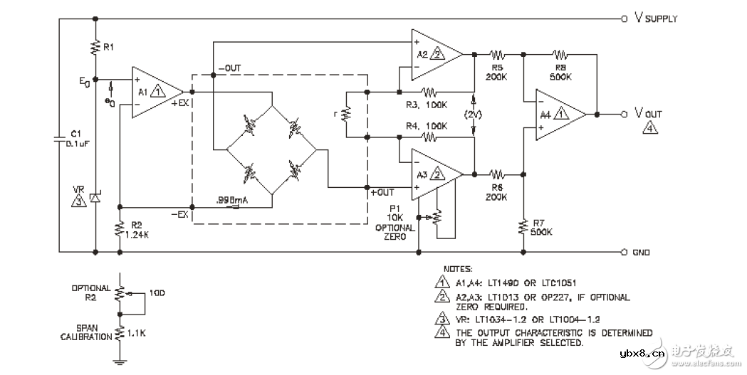 一种简单的压力传感器信号调节电路