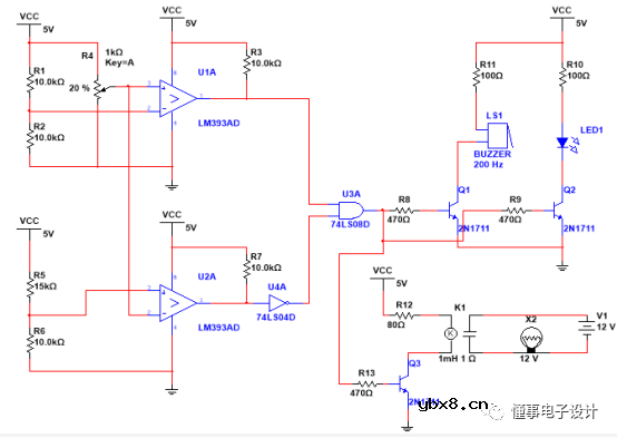 Multisim仿真—液面位置检测及分离