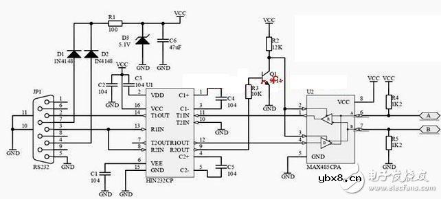 一种简单RS232转RS485转换器电路设计