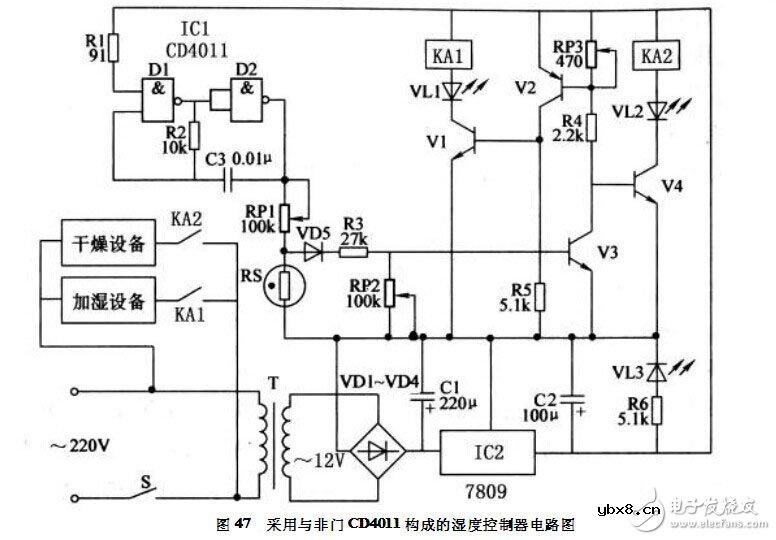 采用与非门CD4011构成的湿度控制器电路设计