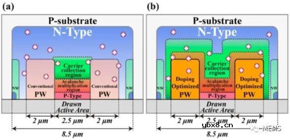 背照式双雪崩区单光子雪崩二极管（SPAD）介绍