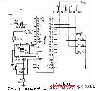 遥控电扇系统红外遥控发射电路原理图