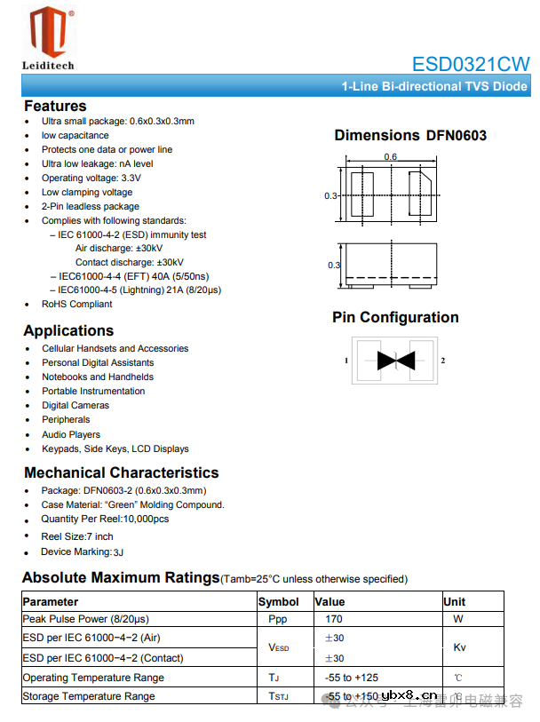 替代国外品牌型号的上海雷卯ESD二极管ESD0321CW有何优势？