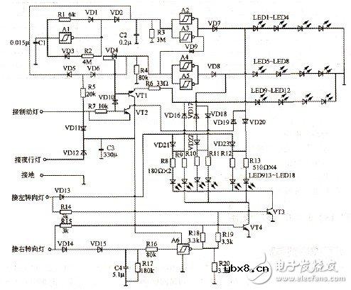 采用CD40l06的车灯控制电路设计