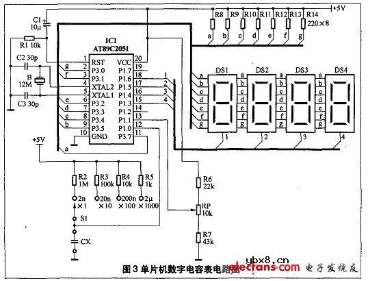 单片机数字电容表电路图