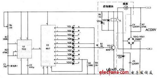简单方便的可调十步时序控制电路