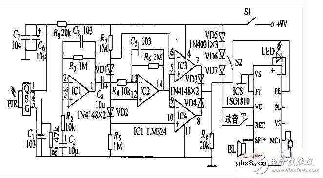 人体感应自动解说电路设计