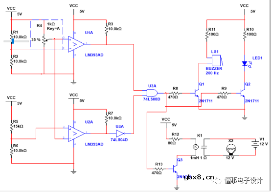 Multisim仿真—液面位置检测及分离