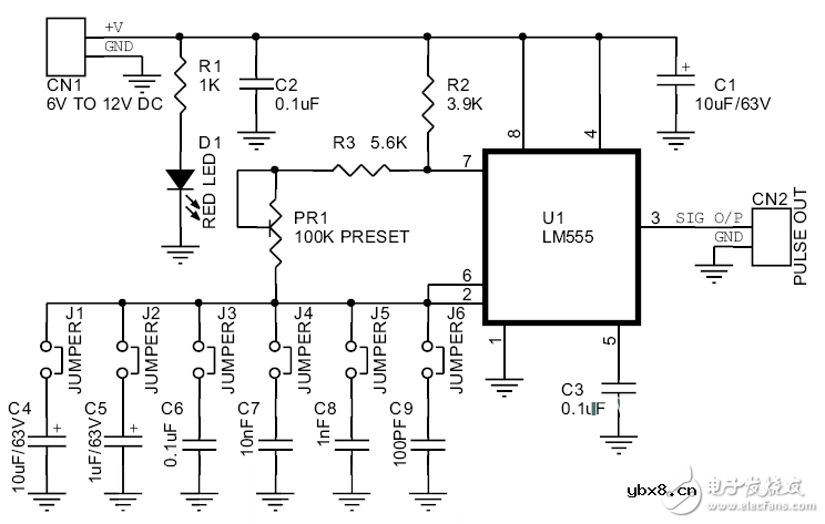 555脉冲发生器电路图大全（六款555脉冲发生器电路设计原理图详解）