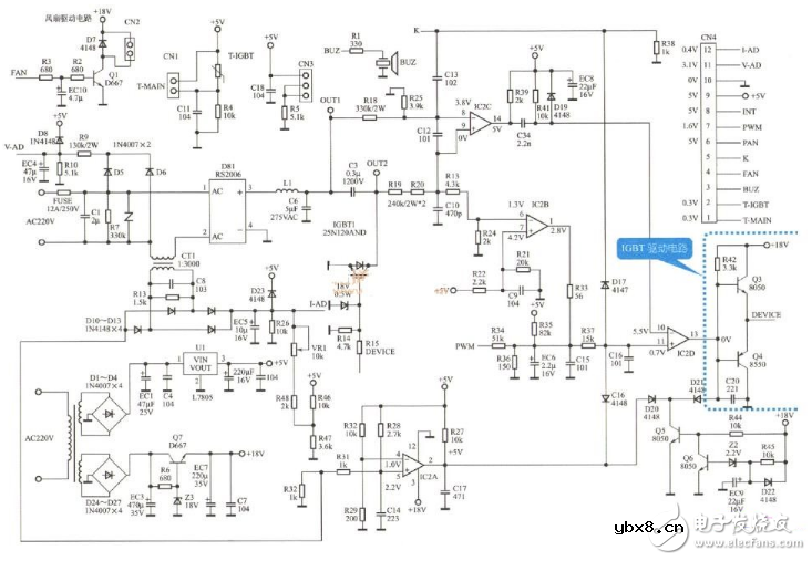 电磁炉温度检测电路图大全（高频/IGBT/传感器温度检测电路详解）