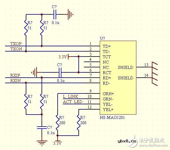 W5100网络接口电子电路设计图 —电路图天天读（160）