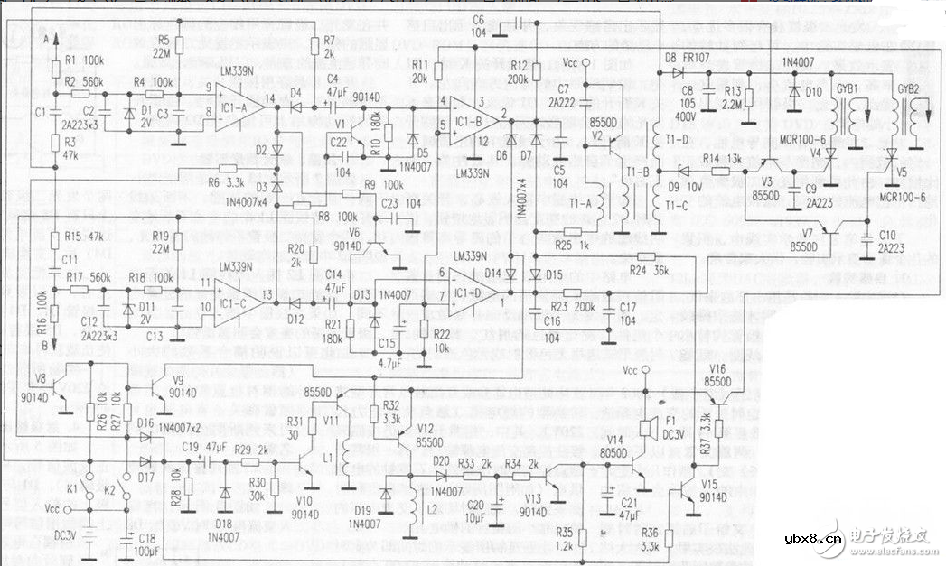 燃气电子控制器电路图大全（吸阀安全型燃气/自动燃气控制器）