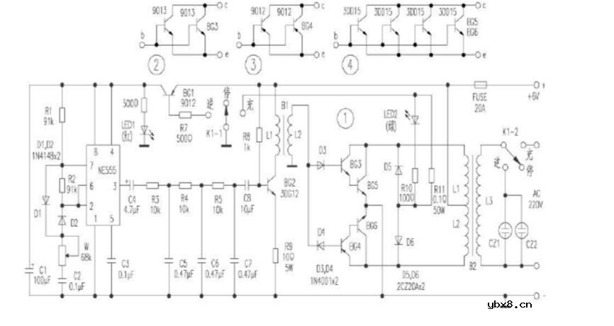 555作逆变器电路图大全（四款555作简易高频逆变器/家用逆变器电路）