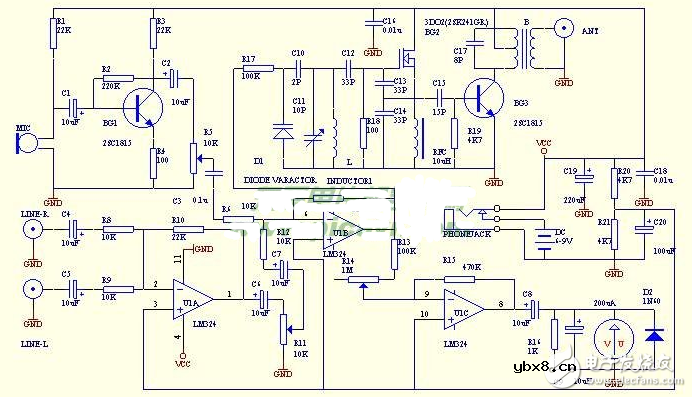 调频（FM）发射机电路图大全（调频收音机/调频中频/兆瓦无线电发射机电路图详解）