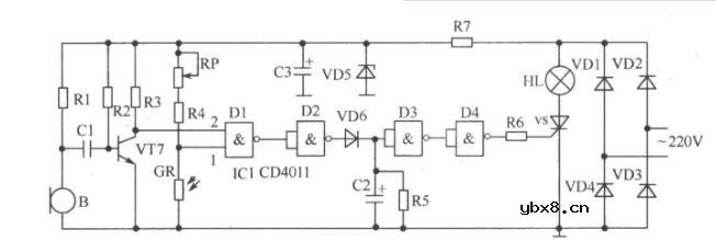 三极管组成的光控开关电路原理图_四款光控开关电路图