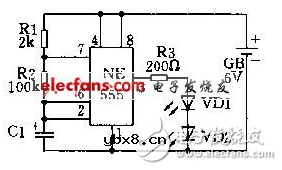 ne555闪烁灯电路图大全（频闪灯/振荡电路/闪光电路）