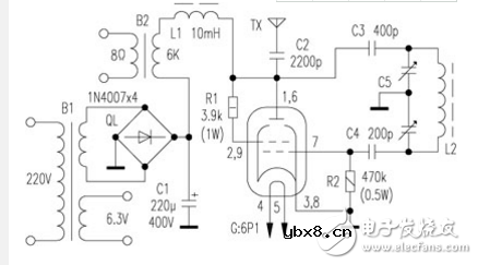 电子管发射机电路图大全（6Pl电子管/调频发射机电路图详解）
