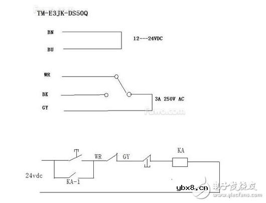 5线光电开关与接触器接线图