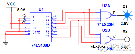 用74ls138实现一位全减器