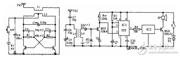遥控门铃电路图大全（多谐振荡器\编码\信号发生器\TWH630\PT2262）