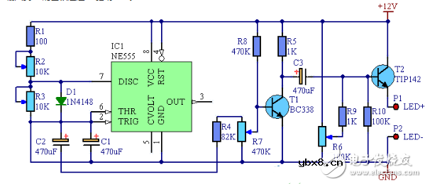 ne555呼吸灯电路图大全（三款NE555脉冲LED灯电路详解）
