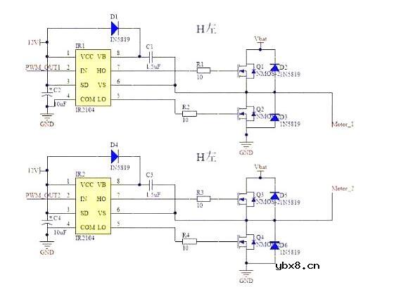 mos管h桥电机驱动电路图
