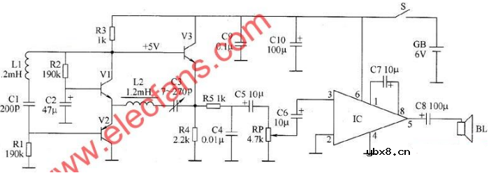 脉冲金属探测器电路图大全（五款脉冲金属探测器电路原理图详解）