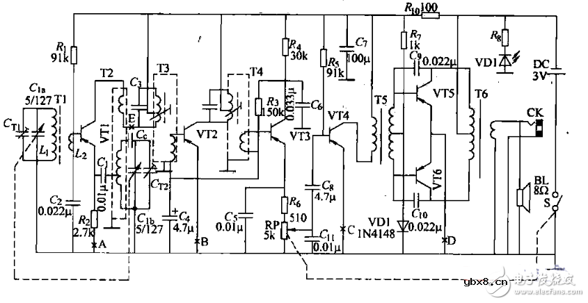 超外差收音机电路图大全（五款超外差收音机电路设计原理图详解）